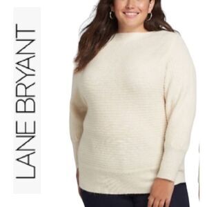 Lane Bryant Ivory Ribbed Acrylic Boat Neck Knit Sweater Plus SZ 18/ 20